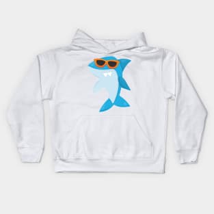 Cute Shark, Cool Shark, Shark With Sunglasses Kids Hoodie